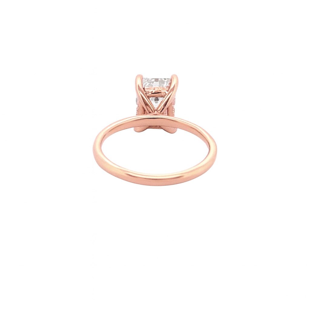 14K Gold 3.00 Carat Lab Grown Emerald Diamond Under Halo Solitaire Engagement Ring