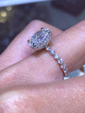 14K Gold 2.00 Carat Oval Lab-Grown Diamond Under Halo Diamond Engagement Ring Single Prong