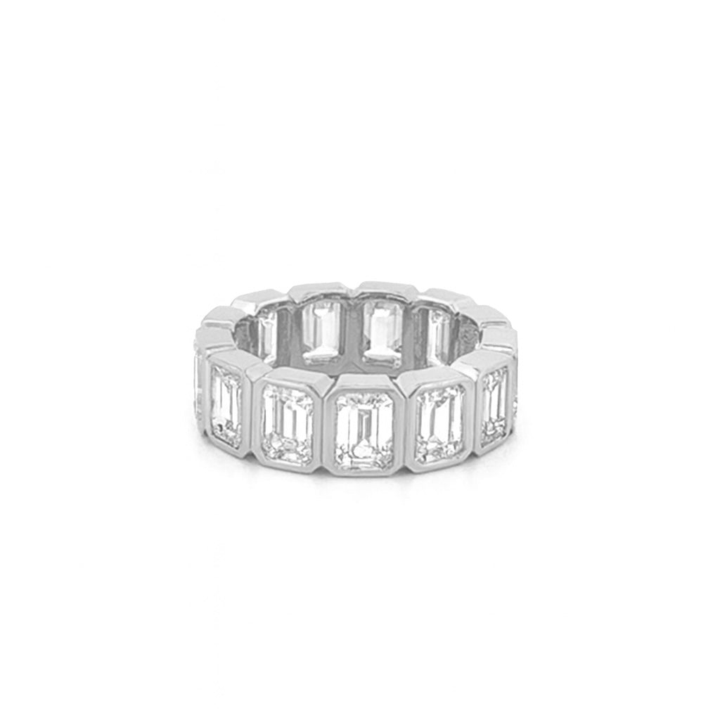 14K Gold 6.4MM Emerald Bezel Lab Grown Diamond Fashion Band