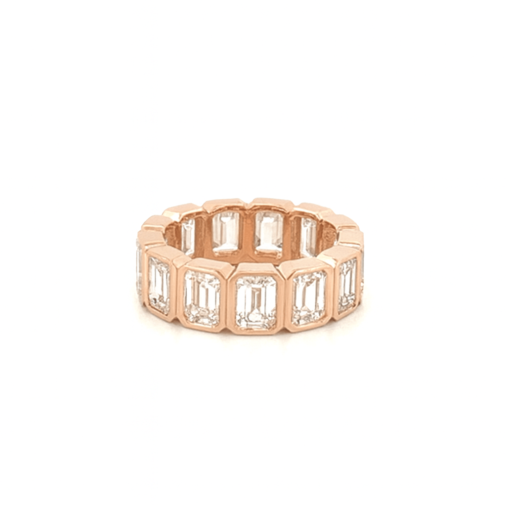 14K Gold 6.4MM Emerald Bezel Lab Grown Diamond Fashion Band