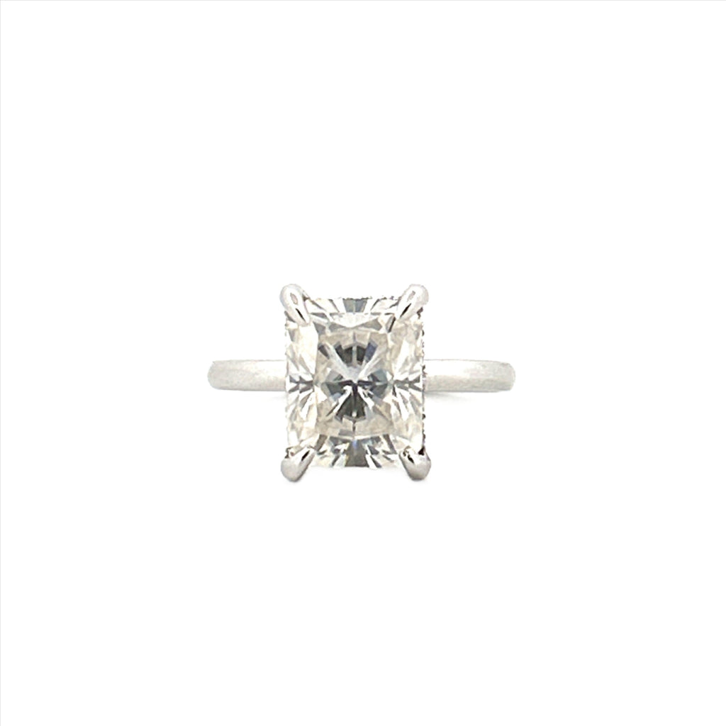 14K Gold 4.00 Carat Radiant Cut Moissanite Solitaire Engagement Ring