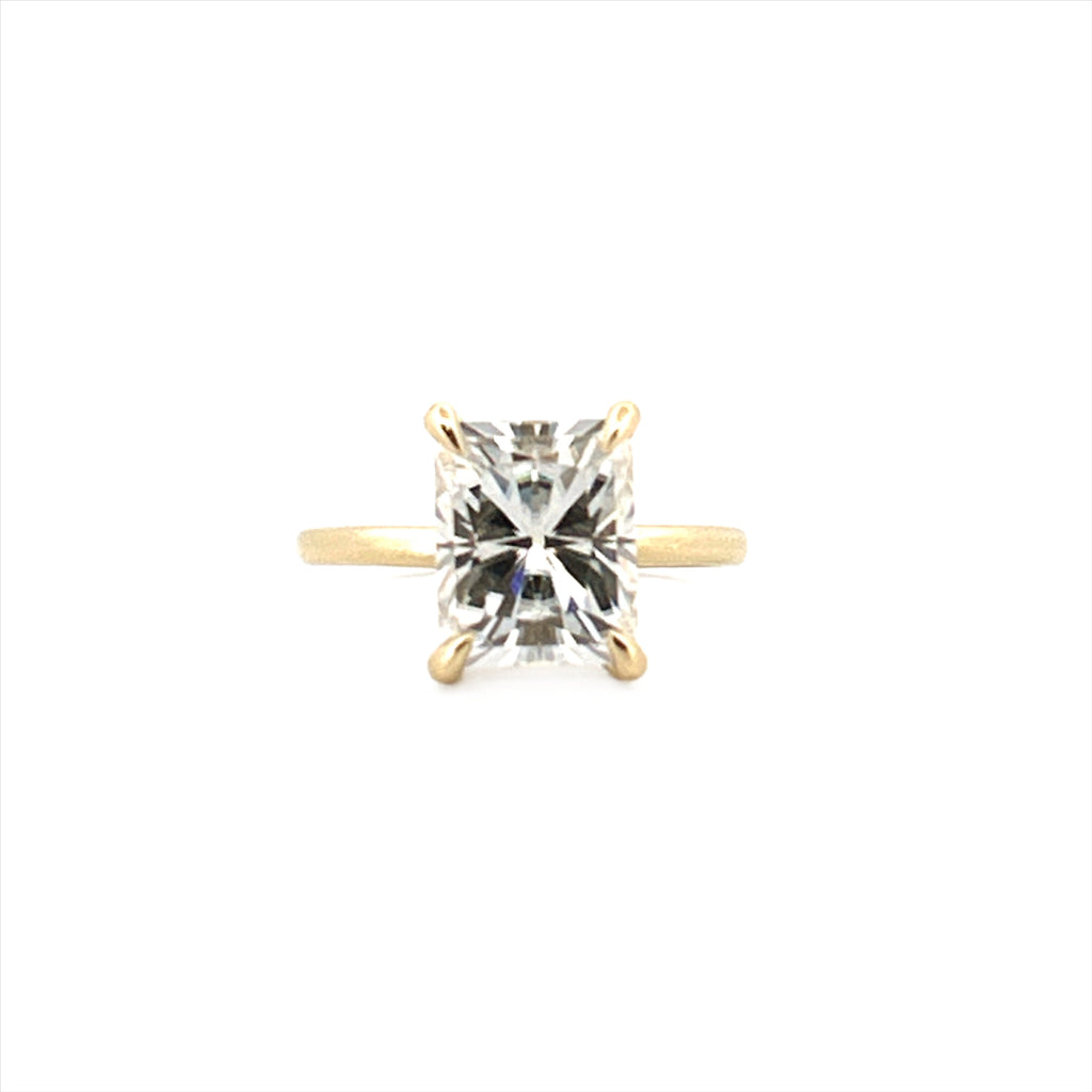 14K Gold 4.00 Carat Radiant Cut Moissanite Solitaire Engagement Ring