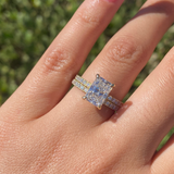 14K Gold 2.50 Carat Lab Grown Radiant Diamond Under Halo Bowtie Engagement Set