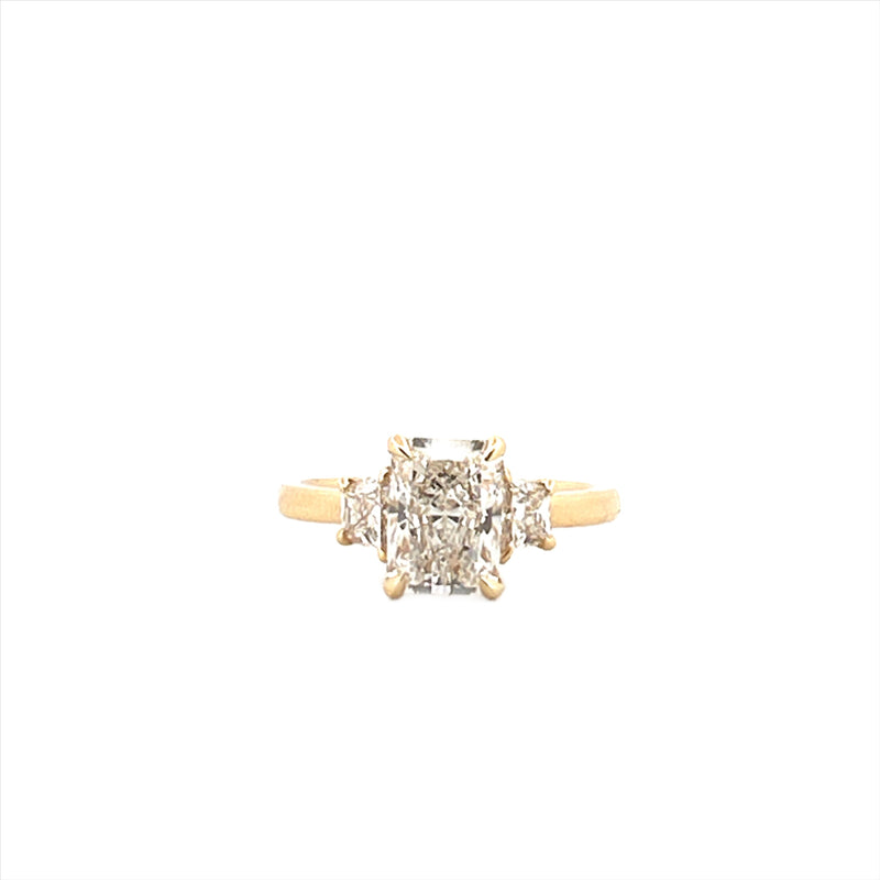 14K Gold Three Stone 2.00 Carat Radiant Cut Lab Grown Diamond Solitaire Engagement Ring