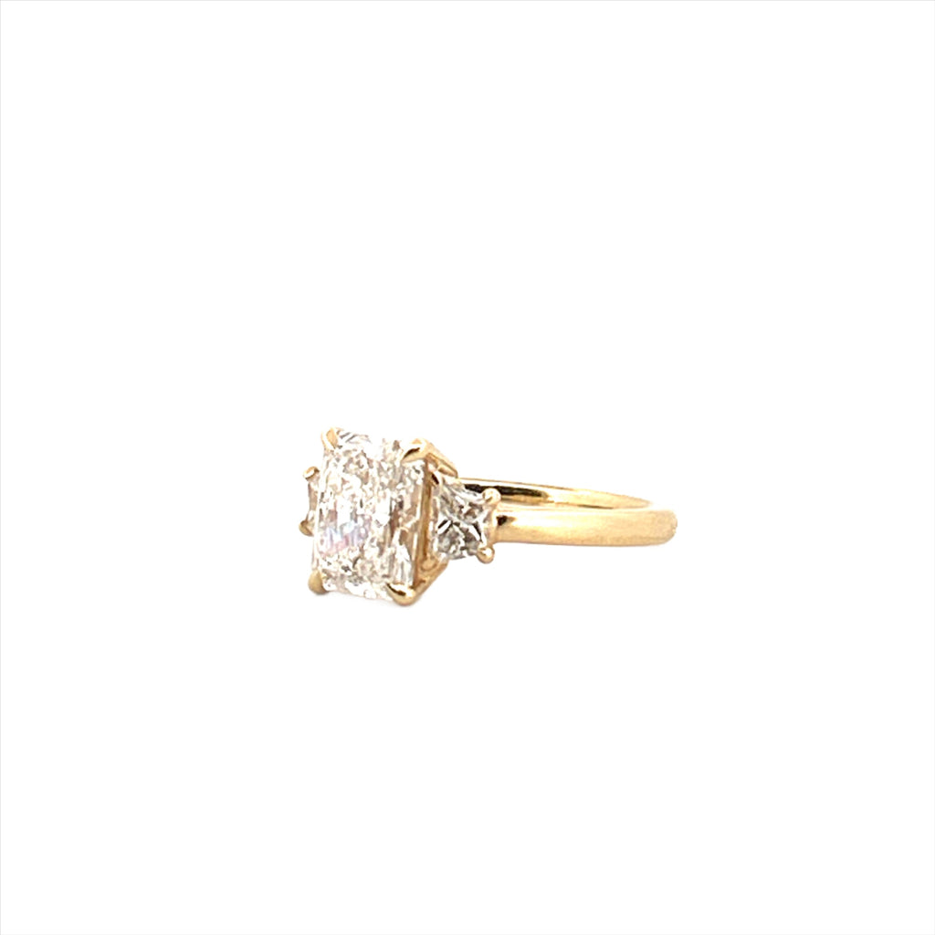 14K Gold Three Stone 2.00 Carat Radiant Cut Lab Grown Diamond Solitaire Engagement Ring