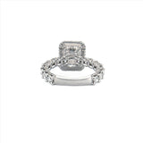 14K Gold Radiant Cut Moissanite Diamond U Prong Engagement Ring with Diamond Prongs and Under Halo
