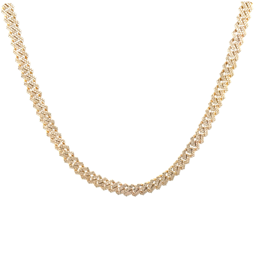 14K Gold Iced Out Cuban Chain