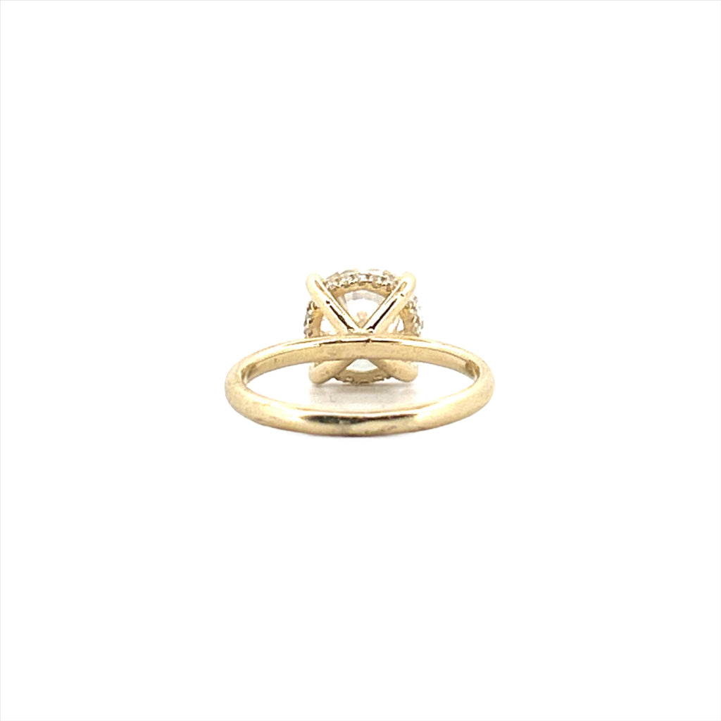 14K Gold 3.00 Carat Round Cut Lab Grown Diamond Solitaire Engagement Ring with Under Halo