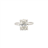 14K Gold 3.00 Carat Oval Cut Lab Grown Diamond Solitaire Engagement Ring with Under Halo