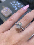14K Gold Lab Grown 2.00 Carat Oval Diamond 3D Engagement Ring with Under Halo