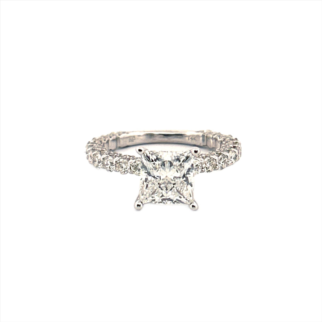 14K Gold 2.00 Carat Princess Lab Grown Diamond Engagement Ring with Diamond U-Prong Setting