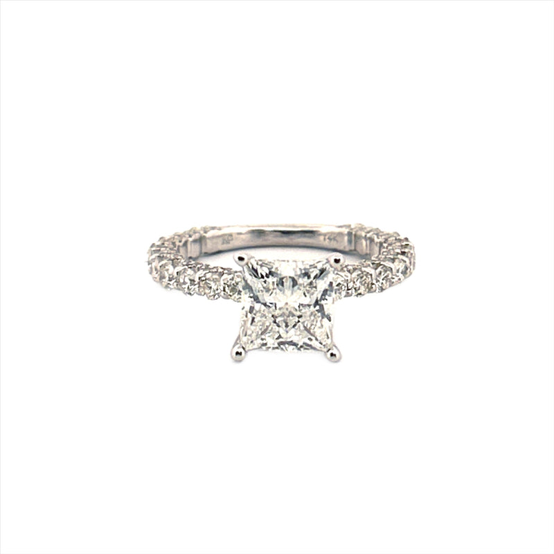 14K Gold 2.00 Carat Princess Lab Grown Diamond Engagement Ring with Diamond U-Prong Setting