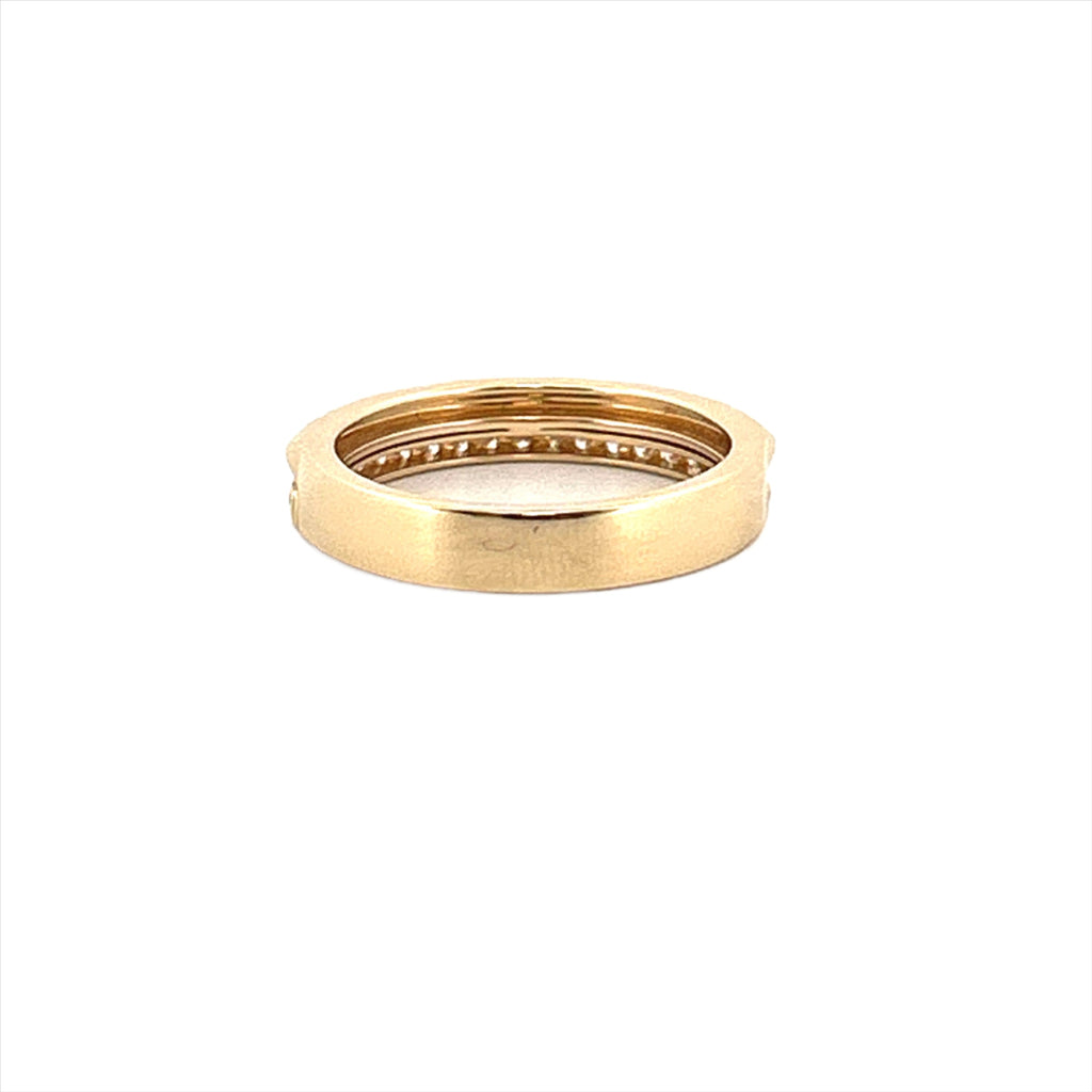 14K Gold Studded Two Row Diamond Band