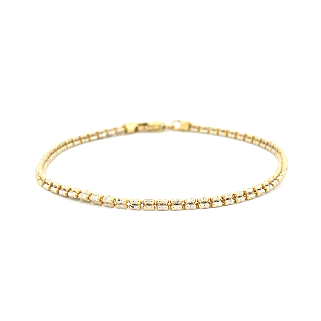 14K Gold 2MM Diamond Cut Bracelet