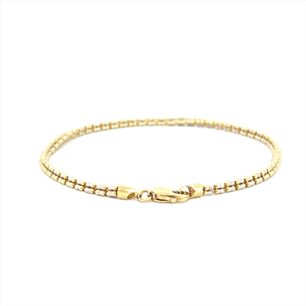 14K Gold 2MM Diamond Cut Bracelet