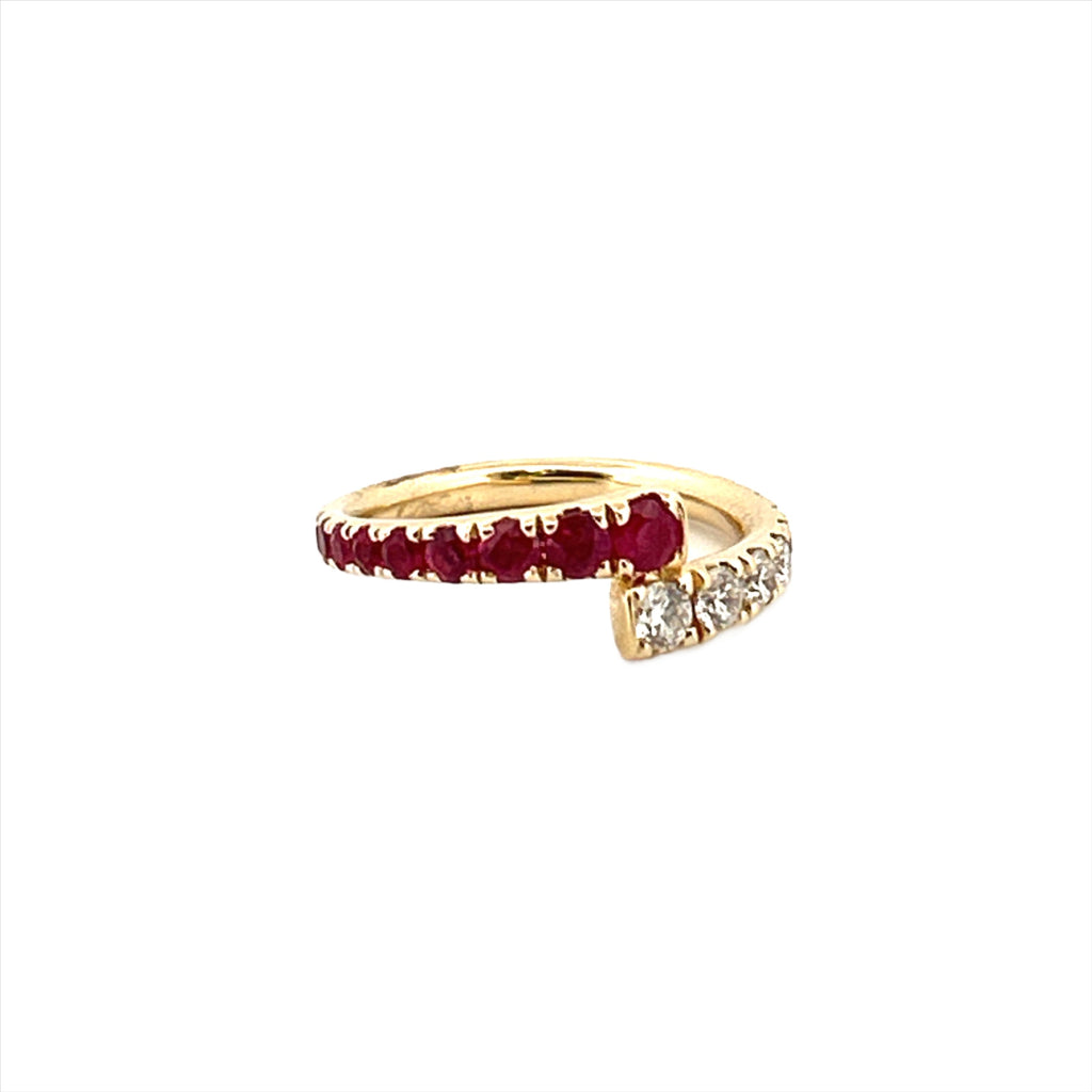 14K Gold Ruby and Diamond Wrapped Band