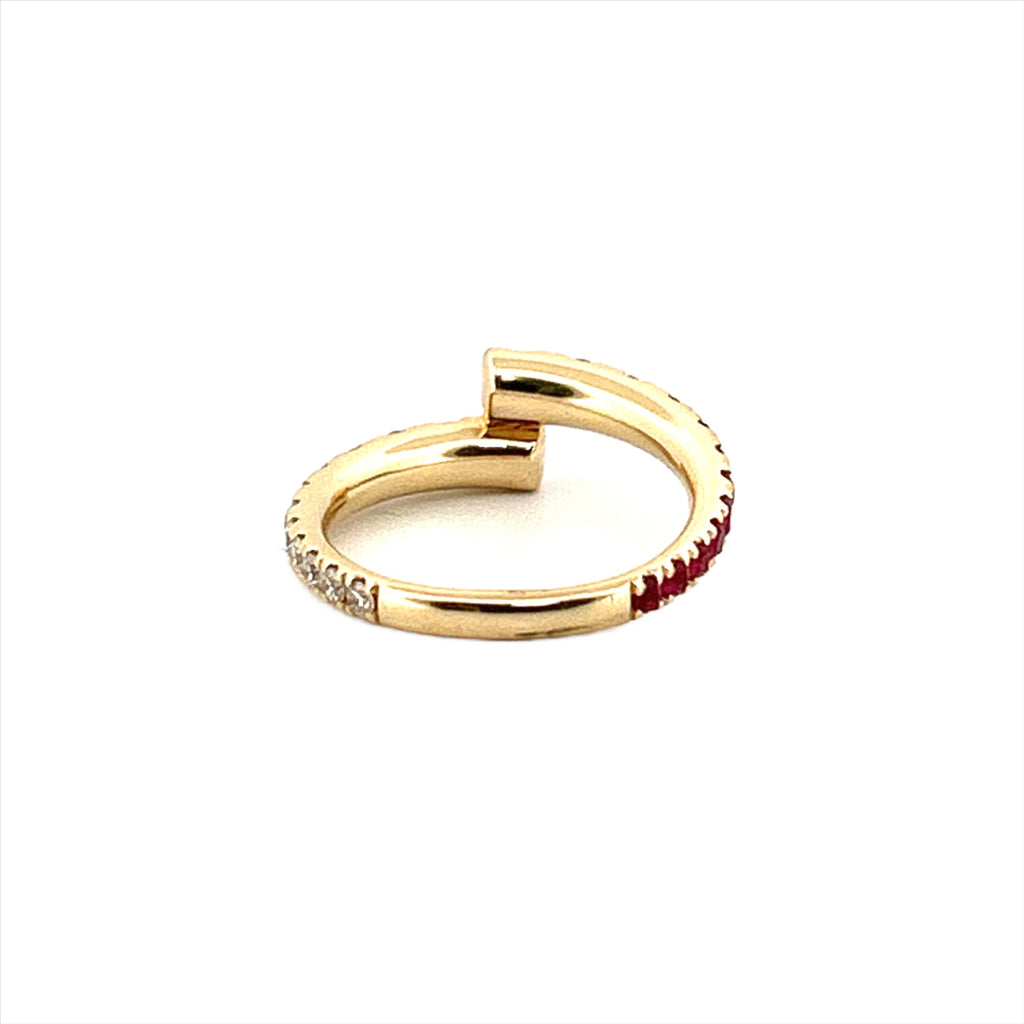 14K Gold Ruby and Diamond Wrapped Band