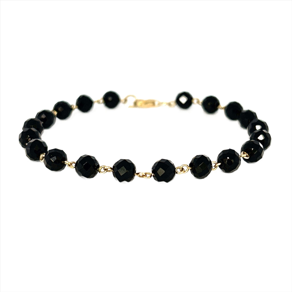 14K Gold Spaced Black Spinel Bracelet