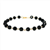 14K Gold Spaced Black Spinel Bracelet