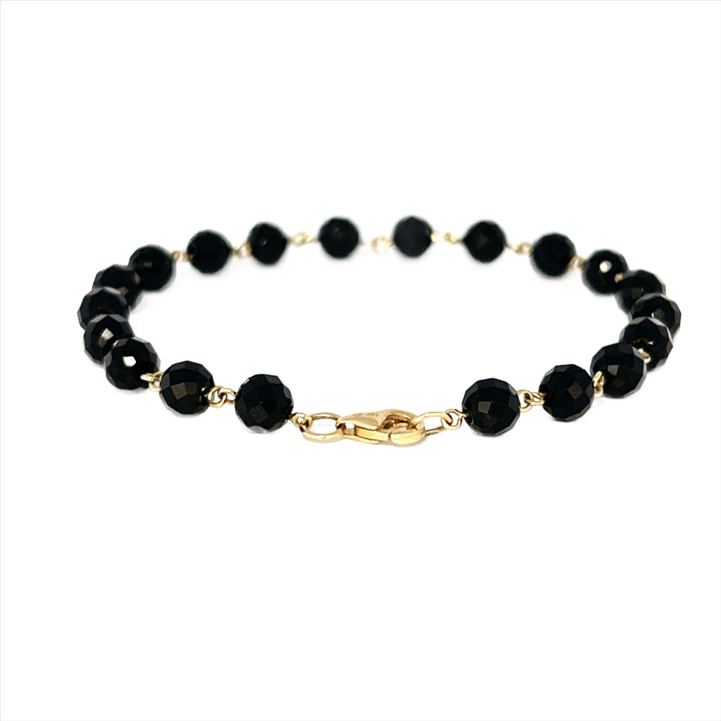 14K Gold Spaced Black Spinel Bracelet