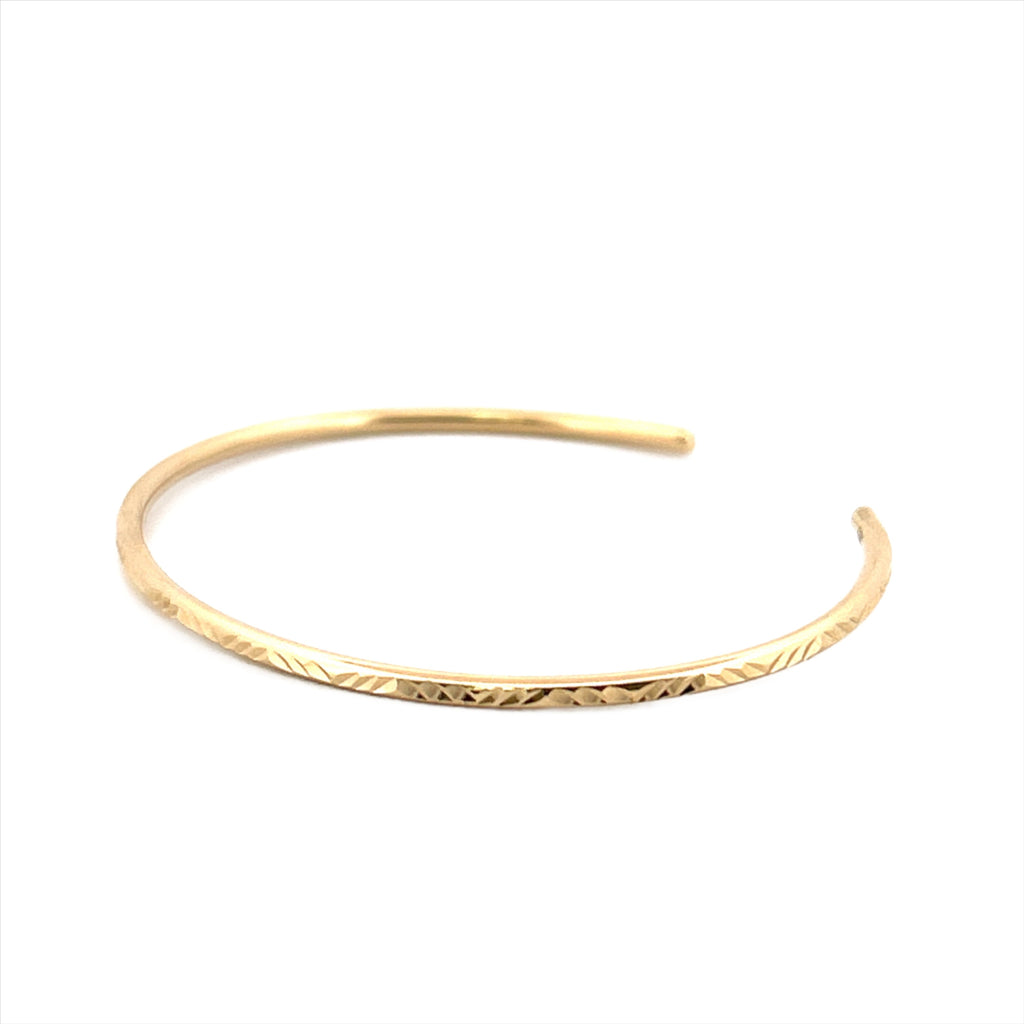14K Gold Wave Diamond Cut Bangle