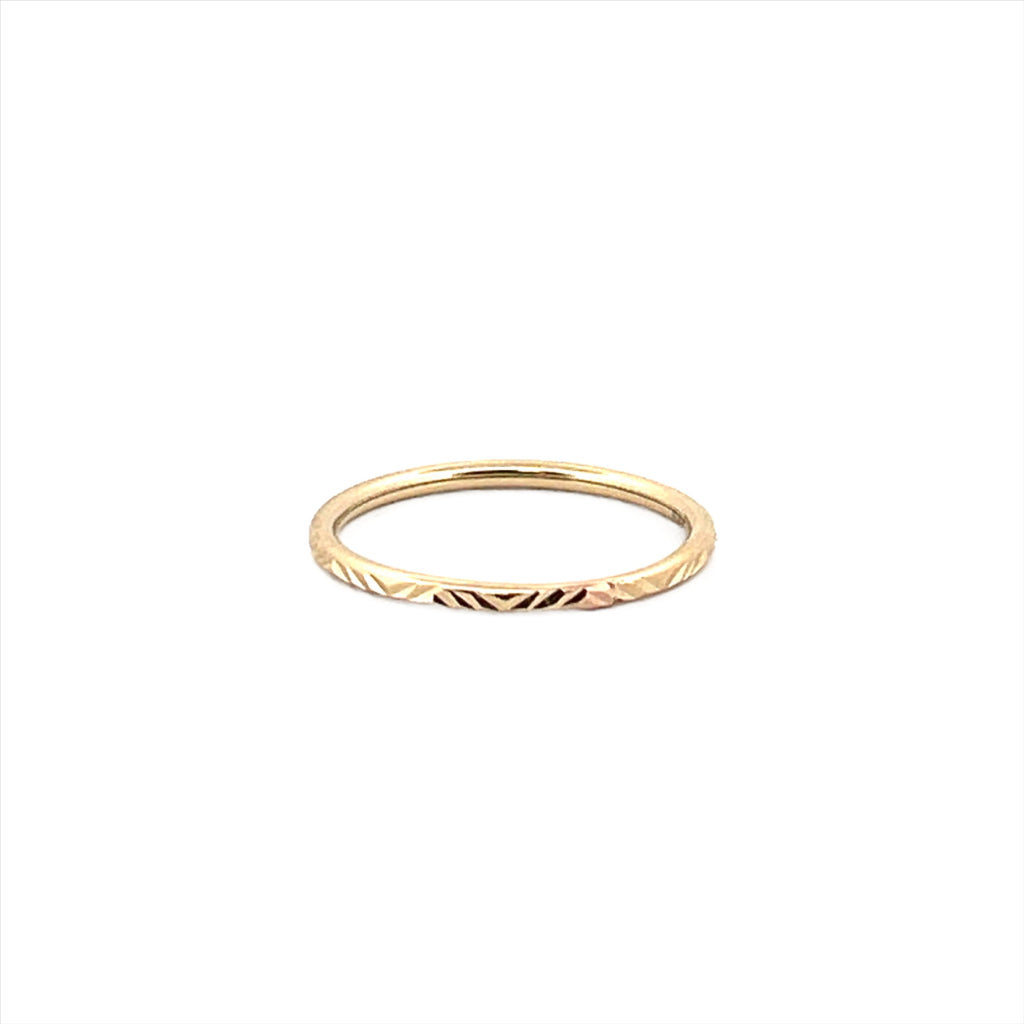 14K Gold Wave Diamond Cut Fashion Band