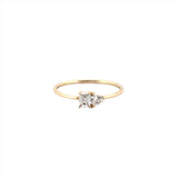14K Gold Toi Et Moi Heart and Baguette Diamond Ring