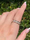 14K Gold Studded Three Row Diamond Band