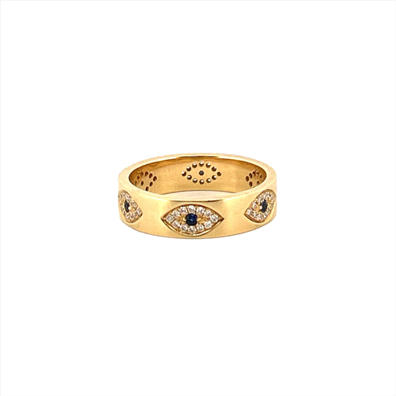 14K Gold Evil Eye Eternity Diamond Band