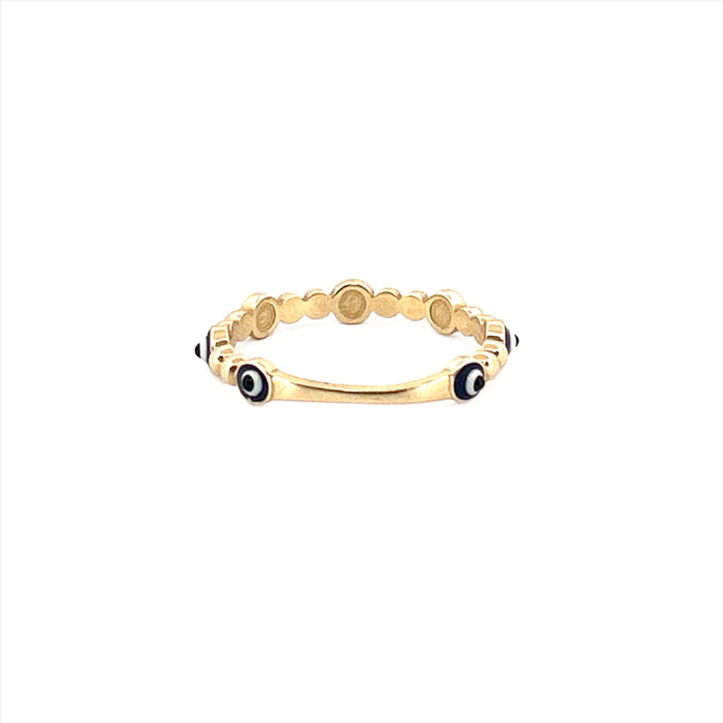 14K Gold Evil Eye Bubble Band