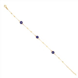 14K Yellow Gold Evil Eye Diamond Cut Ball Bracelet