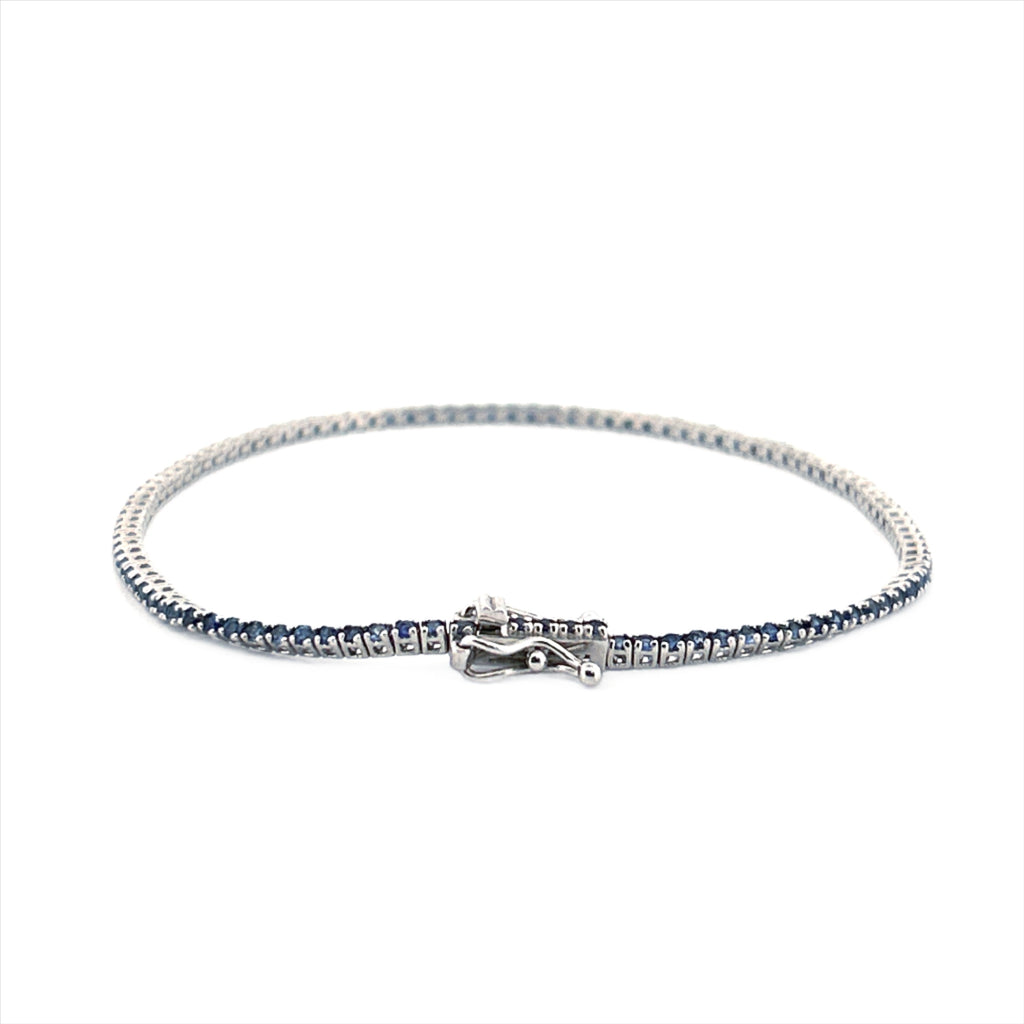 14K Gold Blue Sapphire Color Stoned Tennis Bracelet