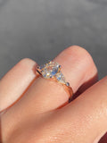 14K Gold Three Stone Lab Grown Oval Diamond Engagement Ring