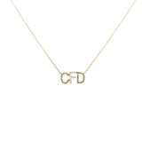 14K Gold Three-Initial Enamel and Diamond Necklace