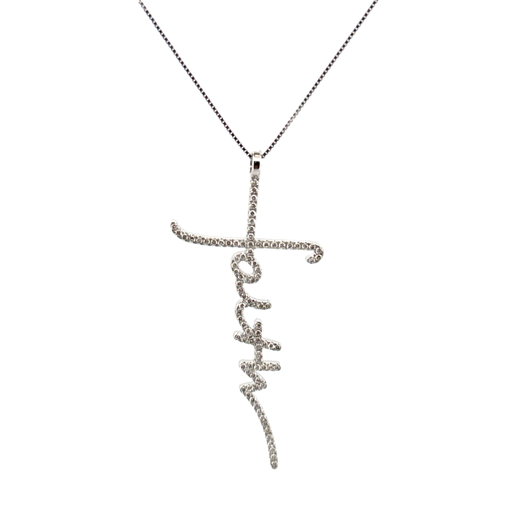 14K Gold Faith Cross Diamond Pendant