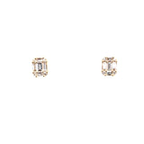 14K Gold 0.50 Carats Baguette Cluster Diamond Earrings