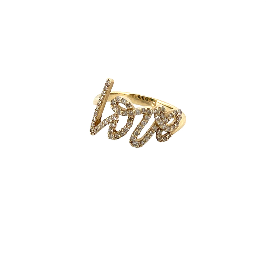 14K Gold Love Cursive Diamond Band