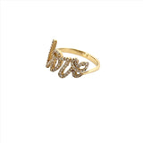14K Gold Love Cursive Diamond Band