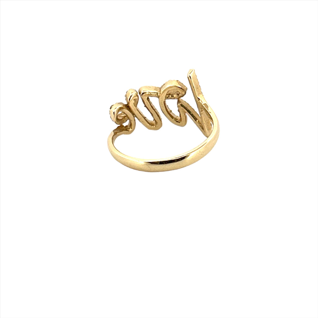 14K Gold Love Cursive Diamond Band