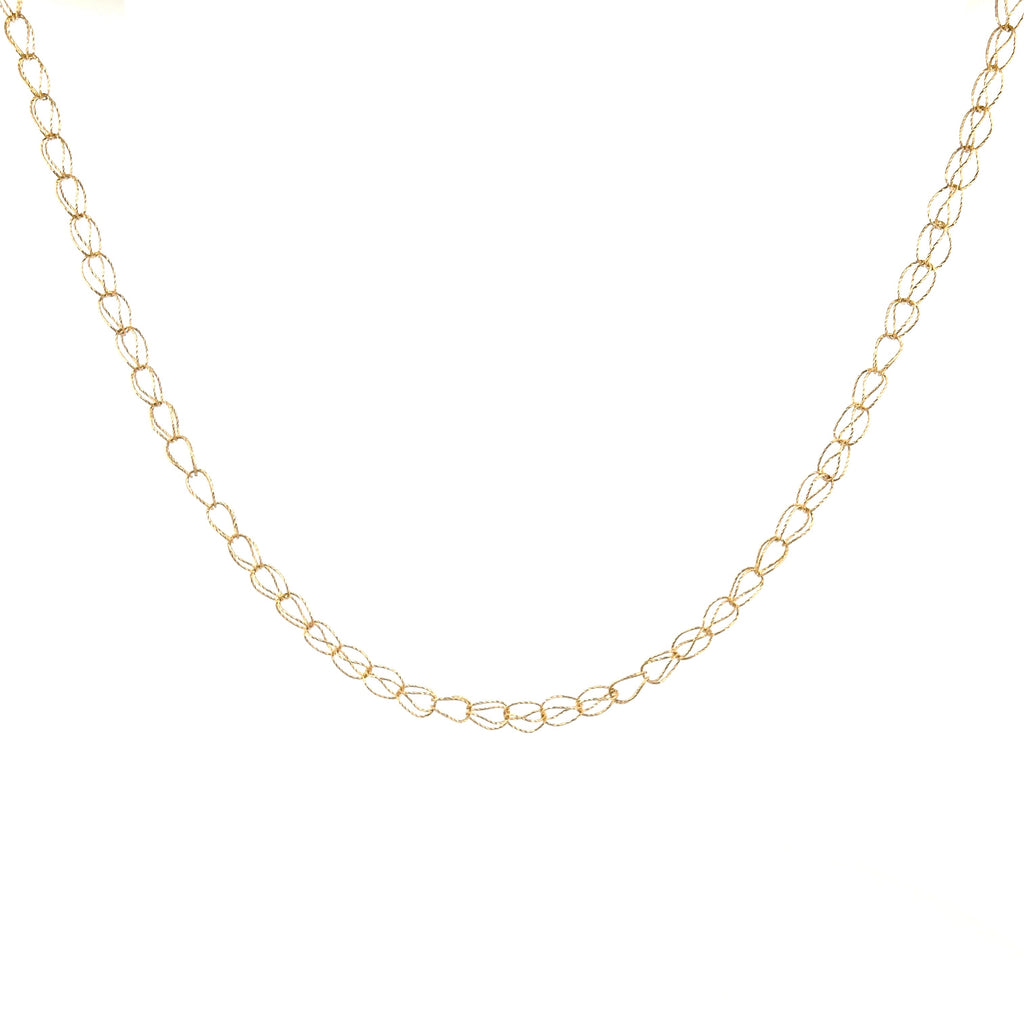 14K Gold Thin Fashion Diamond Cut Necklace