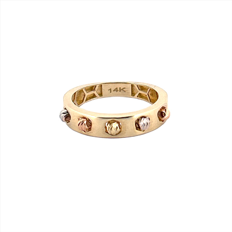 14K Gold Tri Tone Diamond Cut Ball Band