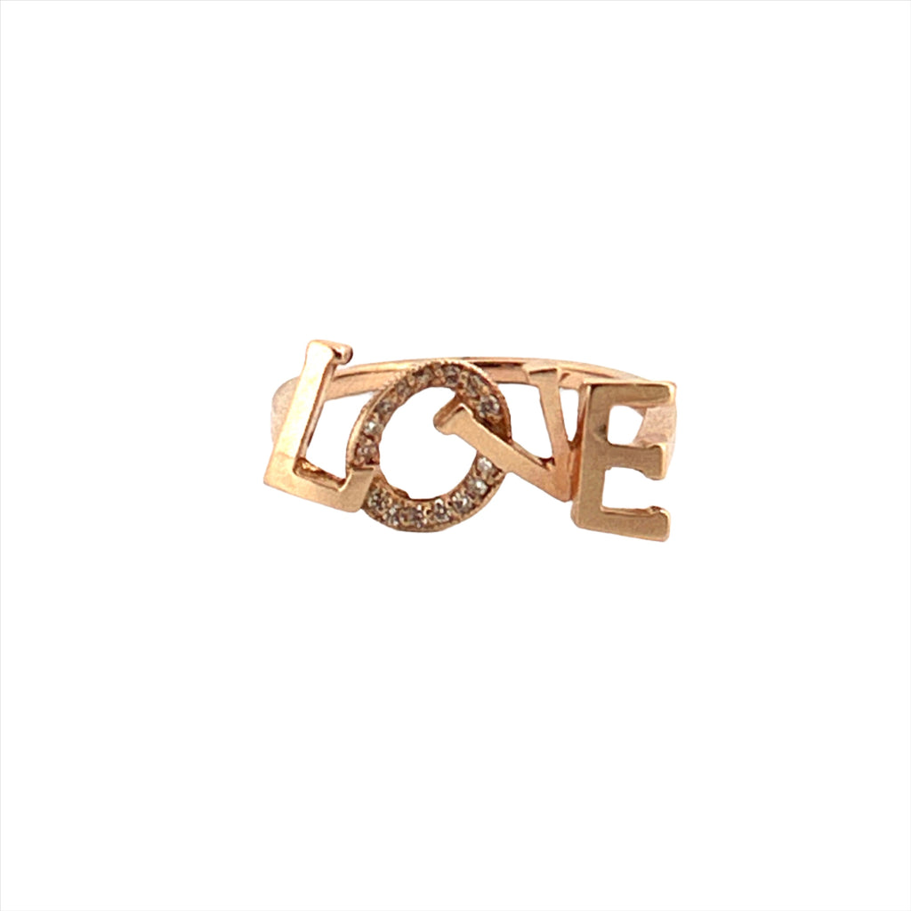 14K Gold Clustered Love Diamond Band
