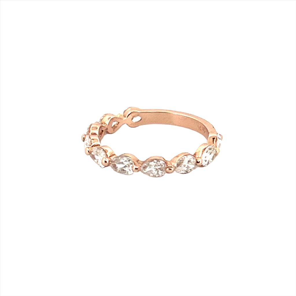 14K Gold Single Prong Pear Diamond Band