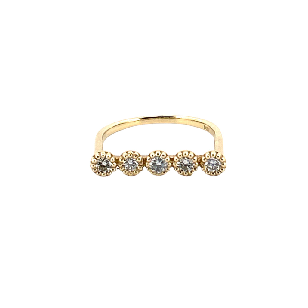 14K Gold Art Deco Bar Diamond Band