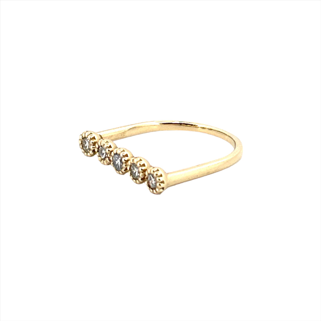 14K Gold Art Deco Bar Diamond Band
