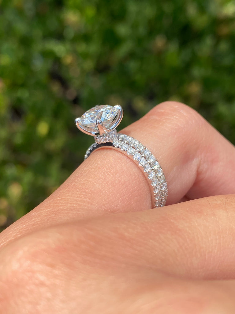 14K Gold 3.00 Carat Lab Grown Round Diamond Eternity Engagement Set