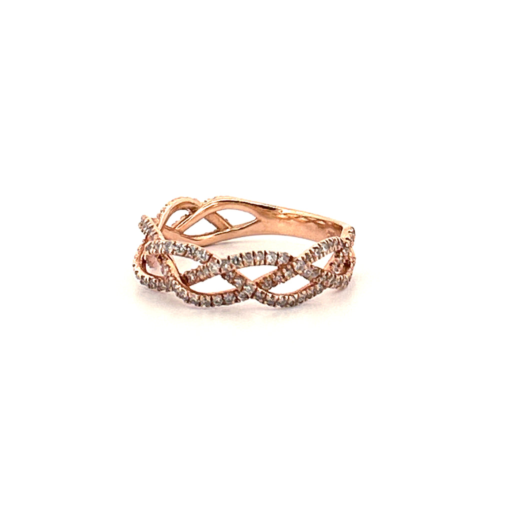 14K Gold Braided Diamond Band
