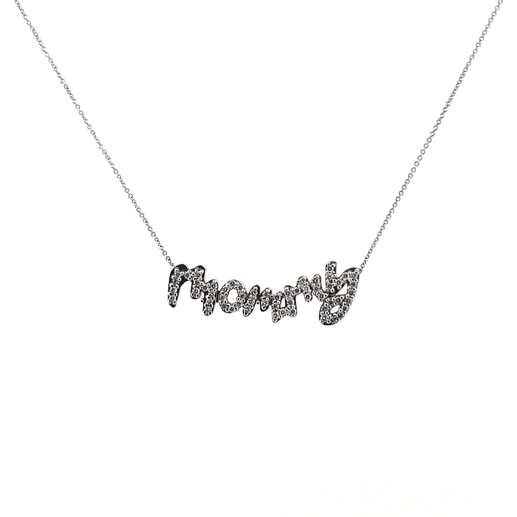 14K Gold Large Mommy Diamond Necklace