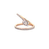 14K Gold Wrapped Pear Leaf Diamond Band