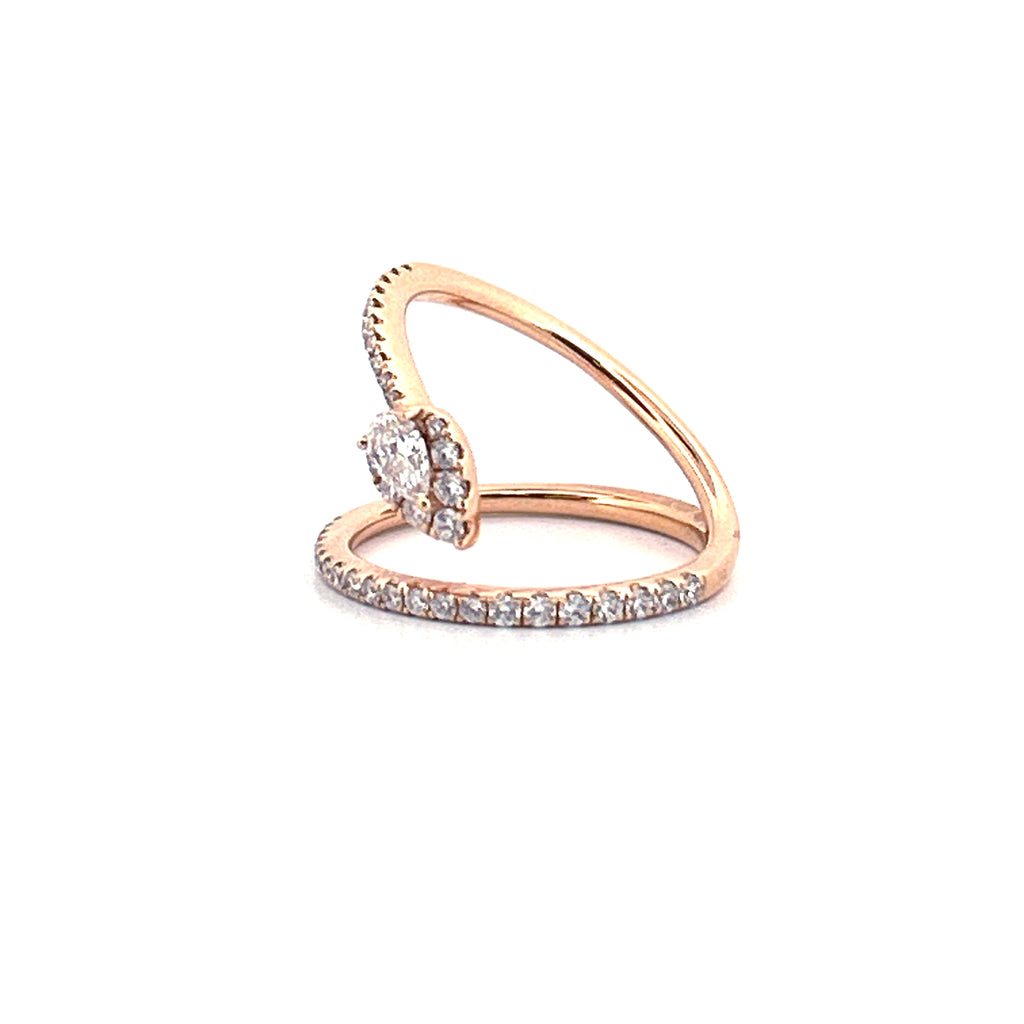 14K Gold Wrapped Pear Leaf Diamond Band